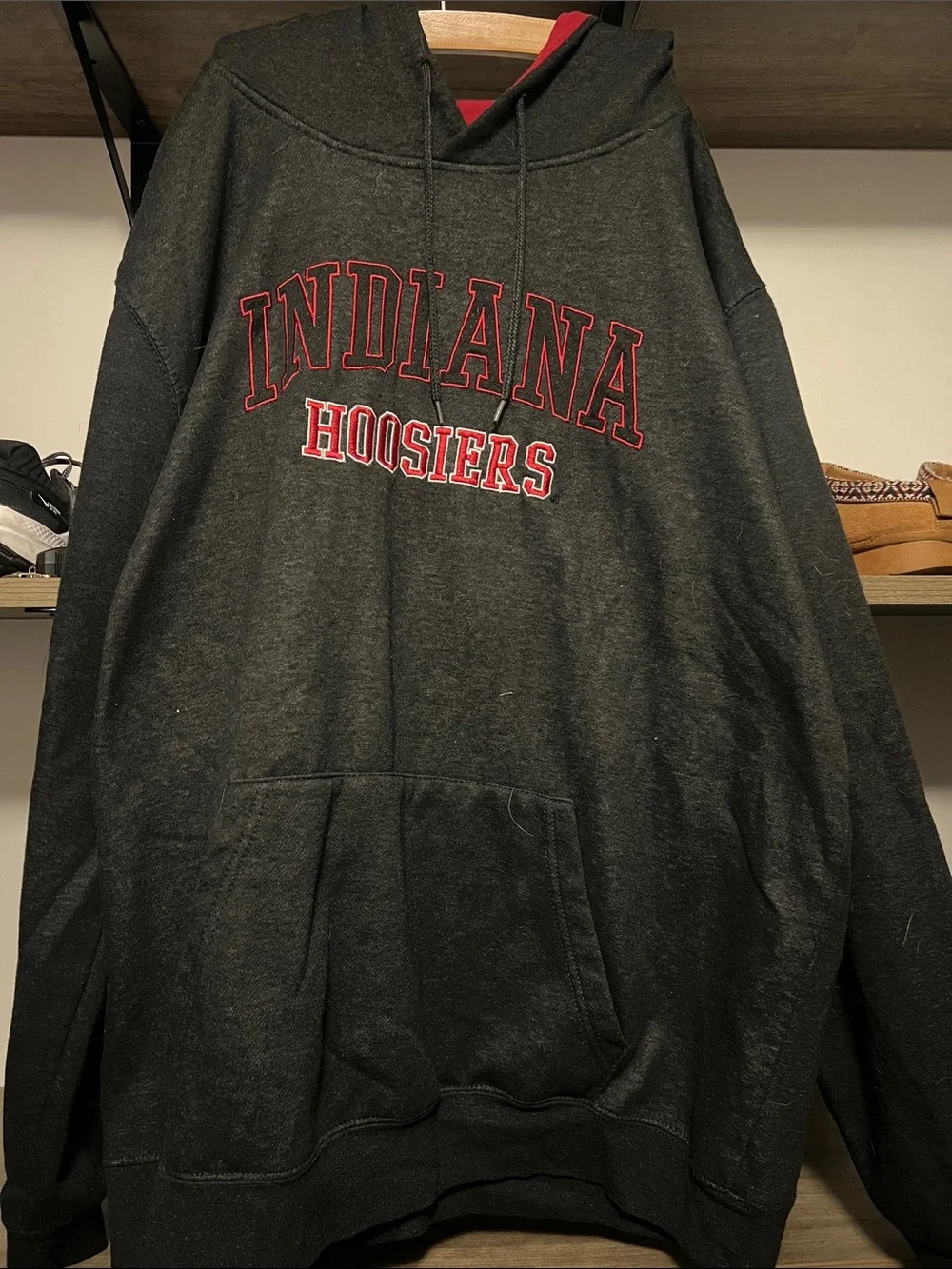 Colosseum Black Hoodie with Red Indiana Hoosiers Lettering